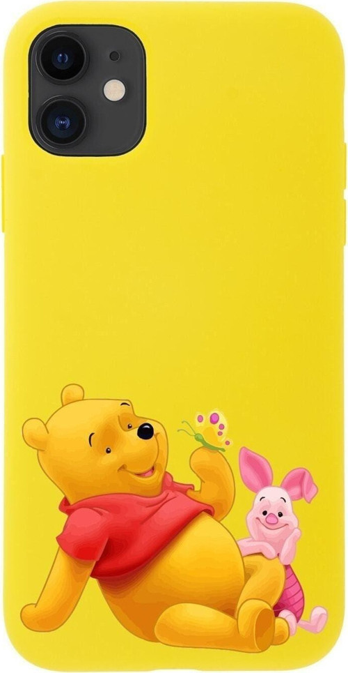 Iphone 11 Pooh Tasarımlı Sarı Telefon Kılıfı