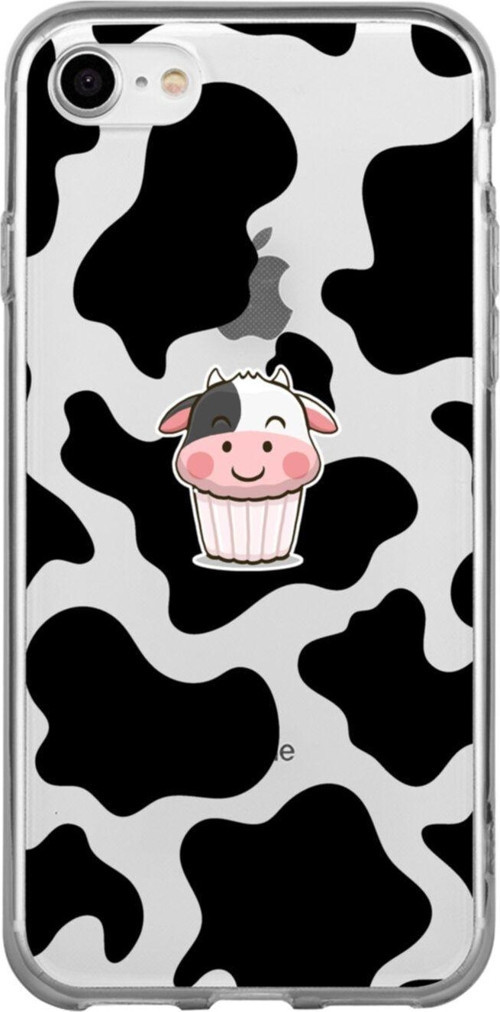 İphone 8 Sevimli Inek Şeffaf Telefon Kılıfı