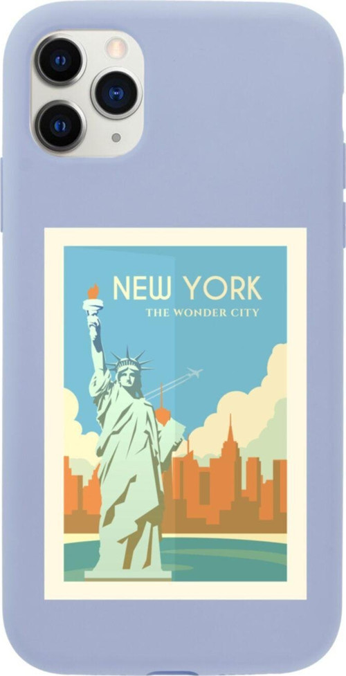 Iphone 11 Pro Max New York Tasarımlı Lila Telefon Kılıfı