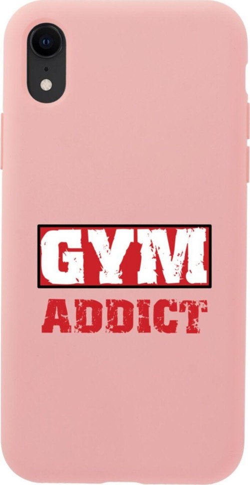 İphone Xr Gym Addict Tasarımlı Pembe Telefon Kılıfı
