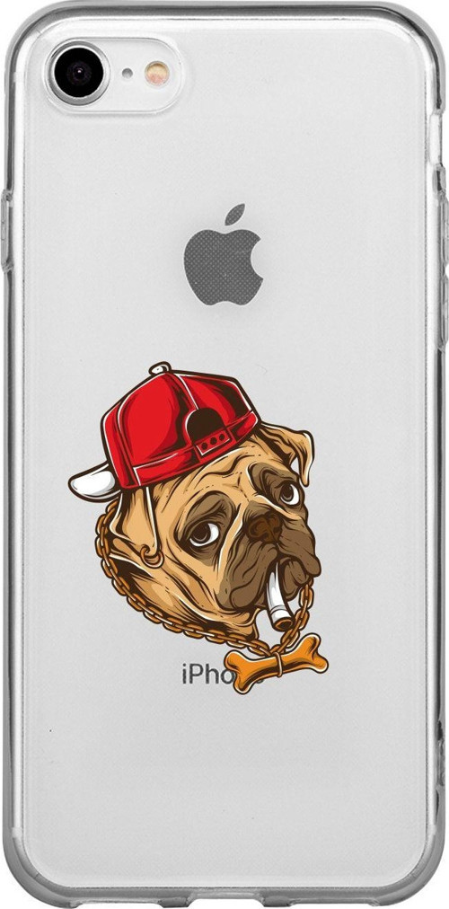 İphone Se Efkarlı Pug Desenli Şeffaf Telefon Kılıfı