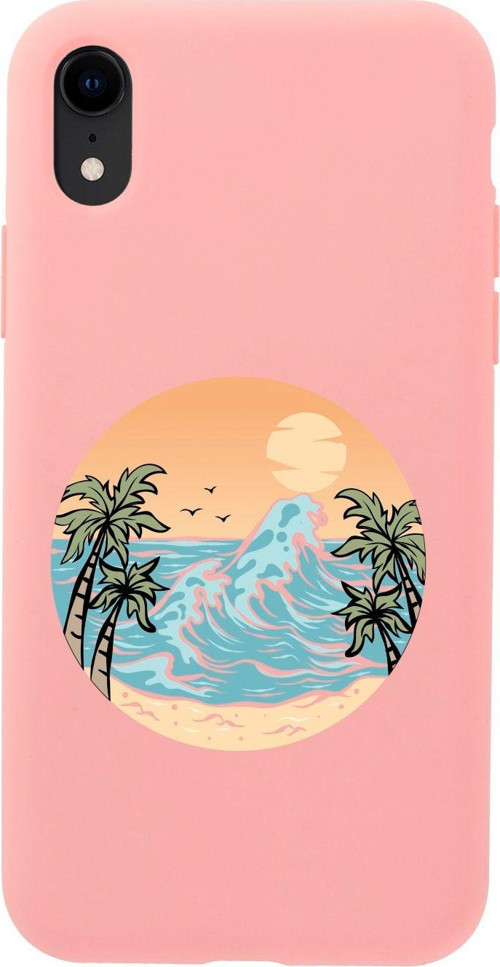 İphone Xr Summer Beach Tasarımlı Pembe Telefon Kılıfı