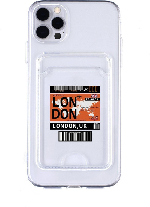 Iphone 11 Pro Max Uyumlu London Ticket Desenli Şeffaf Kamera Korumalı Ve Kartlıklı Telefon Kılıfı