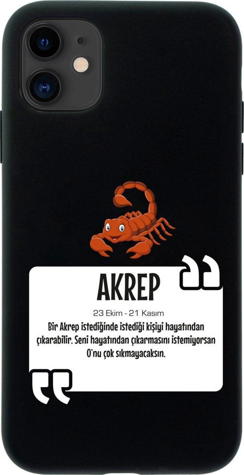 İphone 12 Akrep Burcu Tasarımlı Siyah Telefon Kılıfı