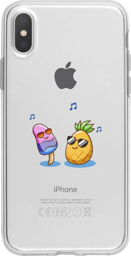İphone Xs Max Dondurma Ve Ananas Şeffaf Telefon Kılıfı