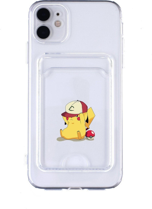 Iphone 11 Uyumlu Pokemon Desenli Şeffaf Kamera Korumalı Ve Kartlıklı Telefon Kılıfı