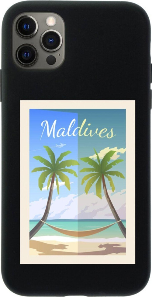 Iphone 12 Pro Maldives Tasarımlı Siyah Telefon Kılıfı