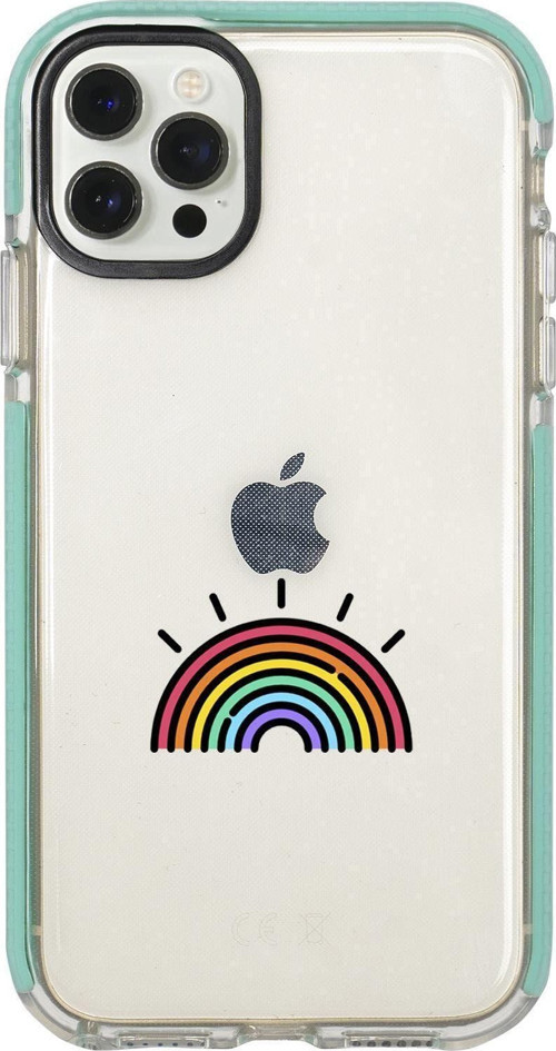 Iphone 12 Pro Max Gökkuşağı Desenli Candy Bumper Silikonlu Telefon Kılıfı