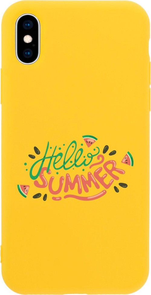 İphone X Hello Summer Tasarımlı Sarı Telefon Kılıfı