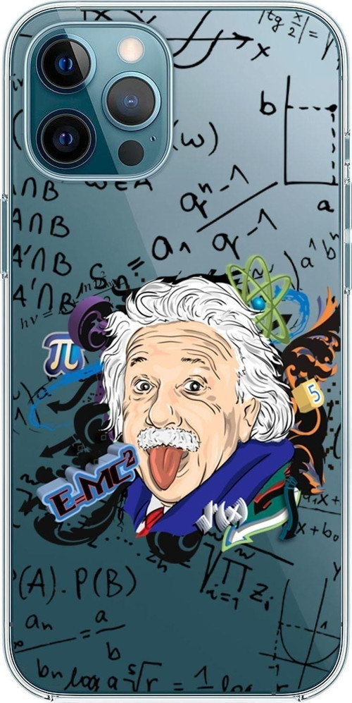 Iphone 12 Pro Einstein In Formula Desenli Premium Şeffaf Silikon Kılıf