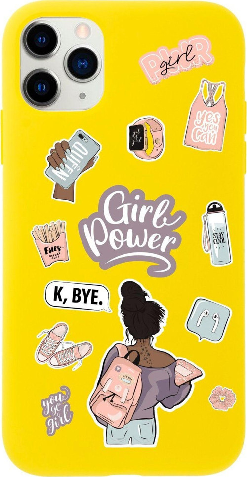 Iphone 11 Pro Max Girl Power Tasarımlı Sarı Telefon Kılıfı