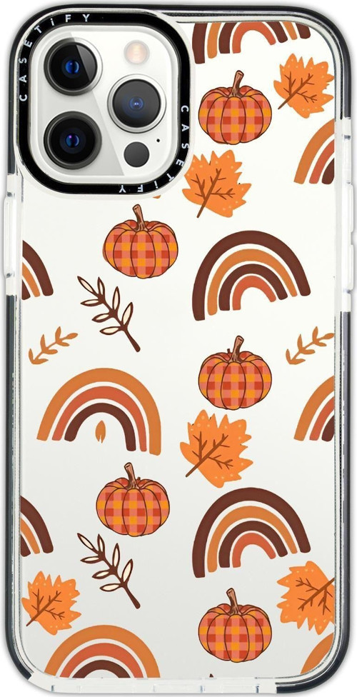 İphone 14 Pro Uyumlu Casetify Sonbahar Desenli Anti Shock Premium Silikonlu Siyah Kenar Detaylı Tele