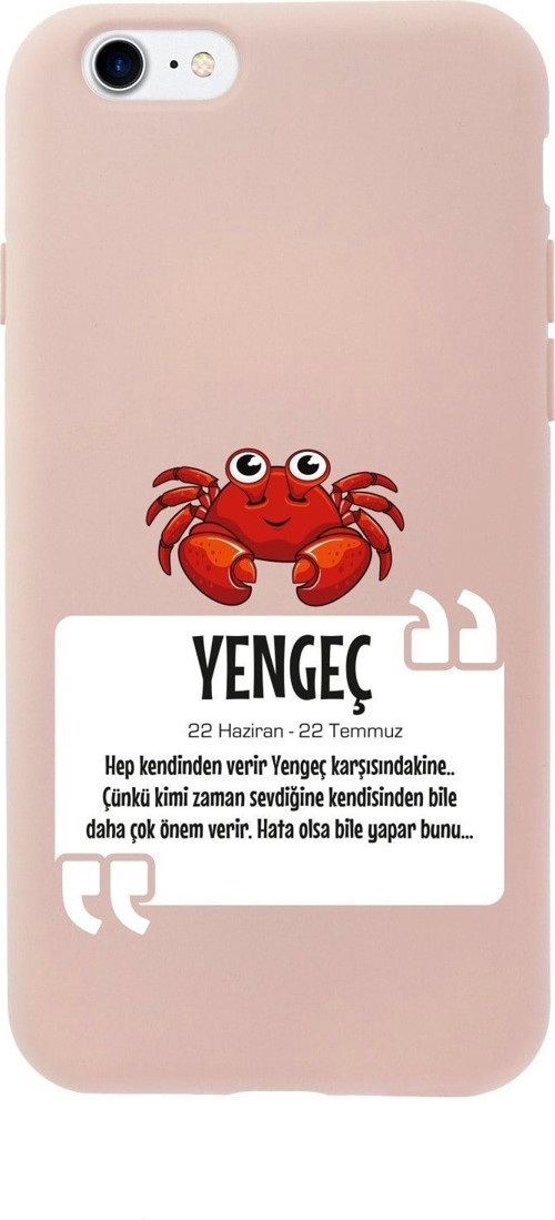 İphone Se Yengeç Burcu Tasarımlı Pembe Telefon Kılıfı