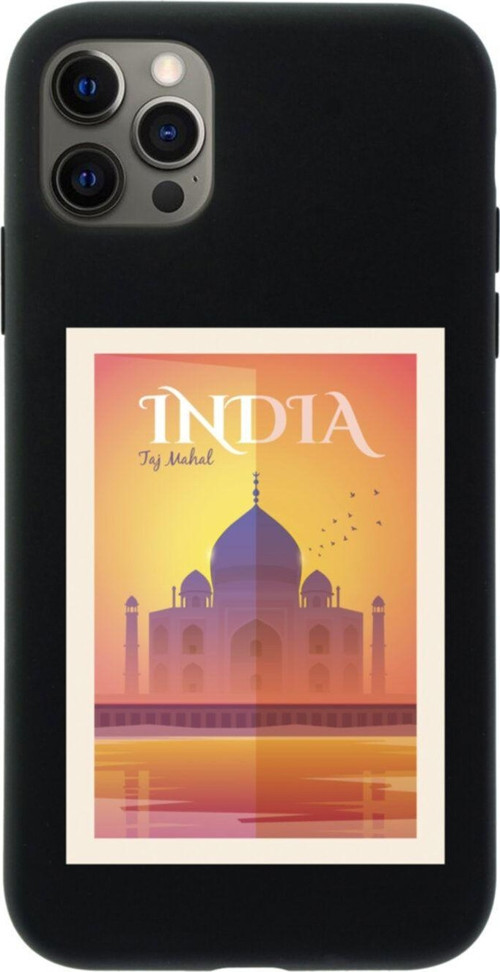 Iphone 12 Pro Tac Mahal India Tasarımlı Siyah Telefon Kılıfı