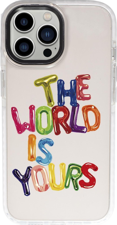 İphone 15 Pro Uyumlu The World Desenli Candy Bumper Darbe Emci Silikonlu Telefon Kılıfı