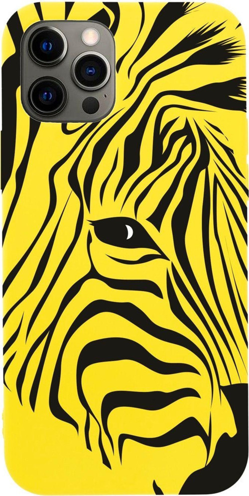 Iphone 12 Pro Max Zebra Head Tasarımlı Sarı Telefon Kılıfı