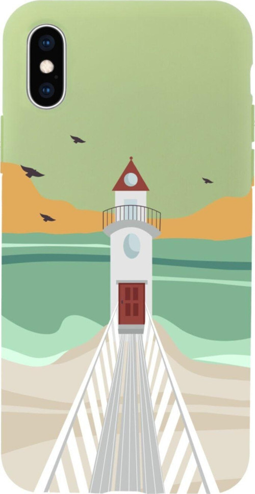 İphone Xs Lighthouse Tasarımlı Yeşil Telefon Kılıfı