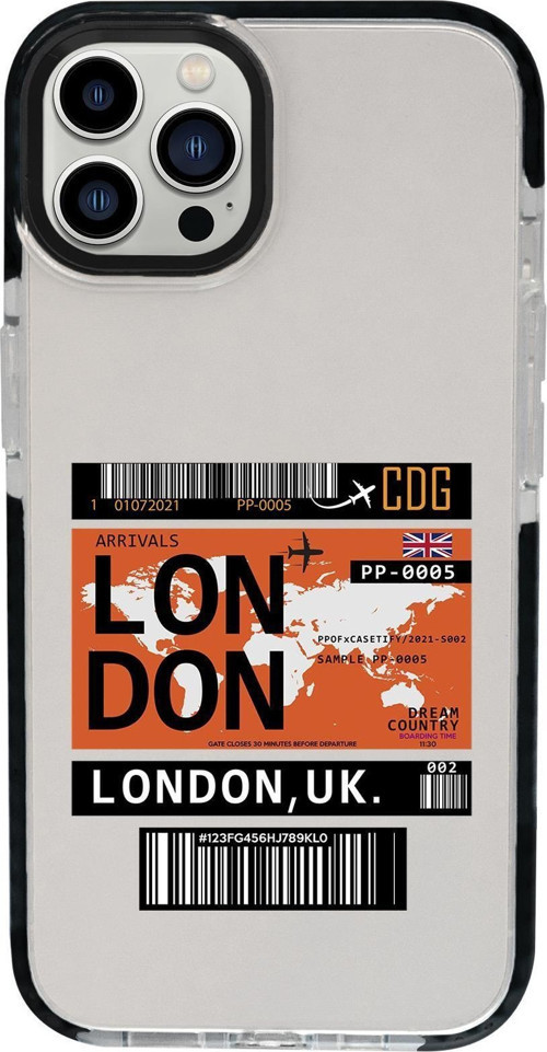 İphone 15 Pro Max Uyumlu London Ticket Desenli Candy Bumper Darbe Emci Silikonlu Telefon Kılıfı