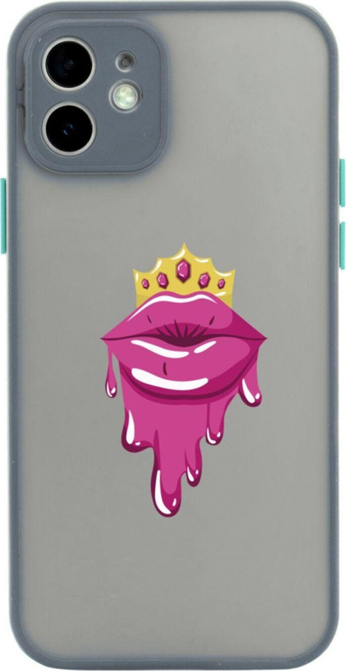 Iphone 11 Lüx Kamera Lens Korumalı Princess Lip Gri Telefon Kılıfı