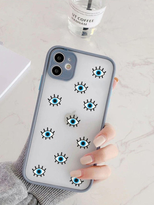 Iphone 11 Uyumlu Füme Kamera Lens Korumalı Nazar Gözler Desenli Lüx Telefon Kılıfı