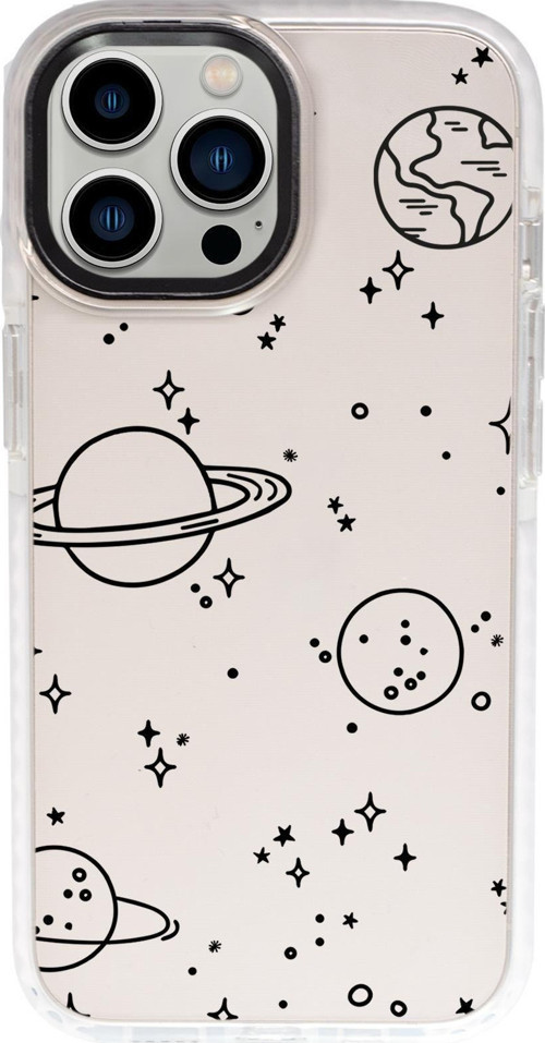 İphone 15 Pro Max Uyumlu Galaxy Desenli Candy Bumper Darbe Emci Silikonlu Telefon Kılıfı