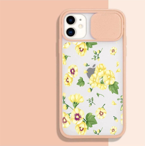 Papatya Bahçeli Kamera Korumalı Pembe Iphone 11 Telefon Kılıfı