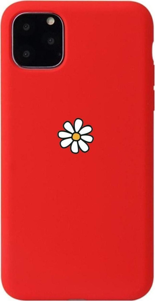Papatya Tasarımlı Iphone 11 Pro Max Kırmızı Telefon Kılıfı