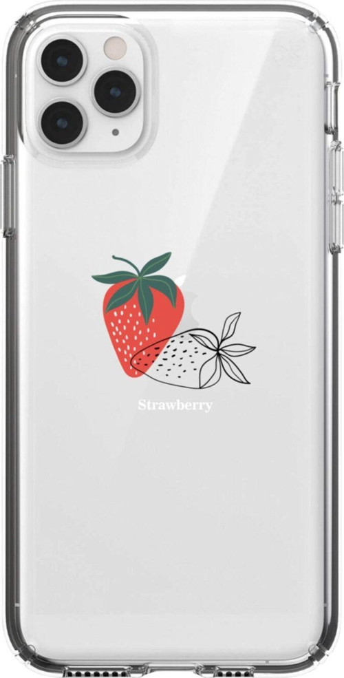 Iphone 11 Pro Strawberry Tasarımlı Şeffaf Telefon Kılıfı