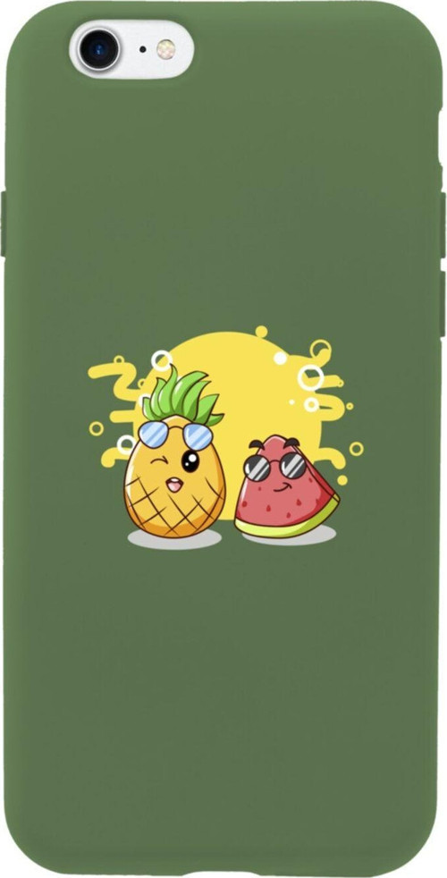 İphone Se Ananas Ve Karpuz Tasarımlı Yeşil Telefon Kılıfı