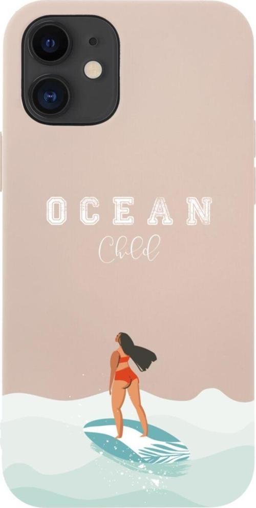 İphone 12 Ocean Child Tasarımlı Pembe Telefon Kılıfı