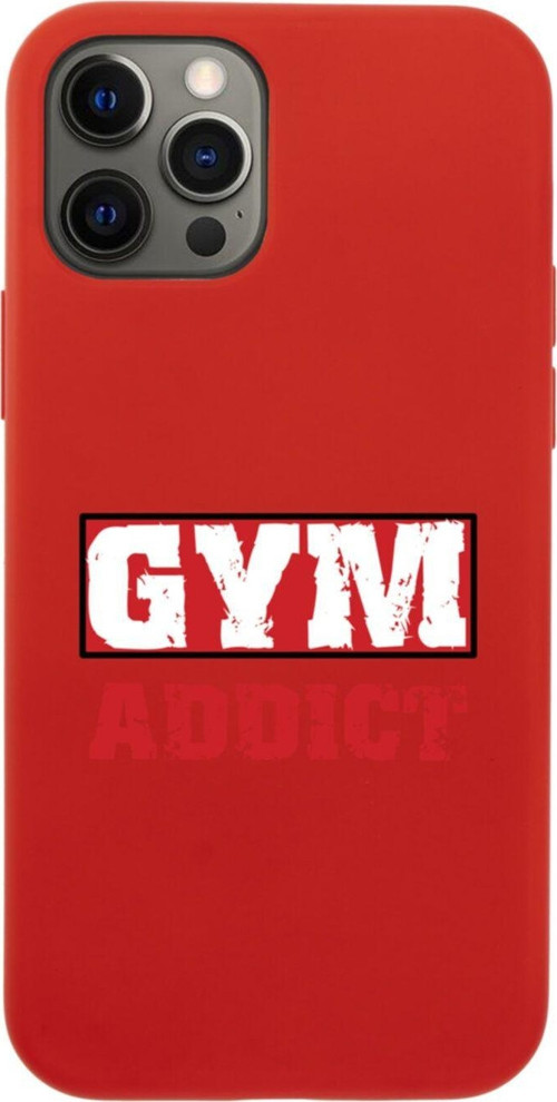 Iphone 12 Pro Gym Addict Tasarımlı Kırmızı Telefon Kılıfı