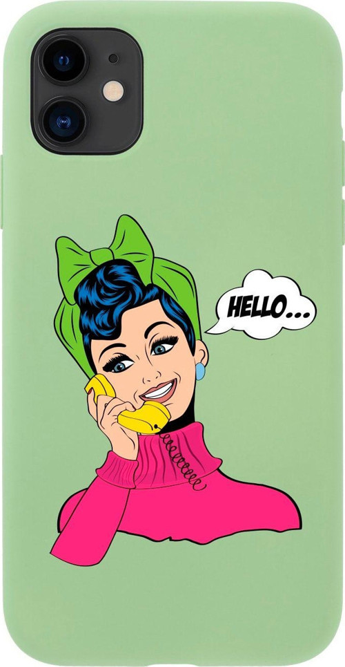 Iphone 11 Hello Tasarımlı Yeşil Telefon Kılıfı