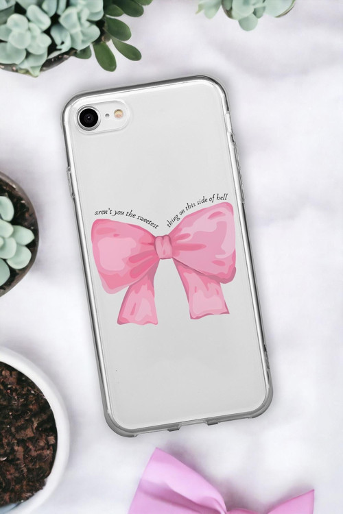 İphone Se Uyumlu Pembe Kurdele Premium Şeffaf Silikon Kılıf