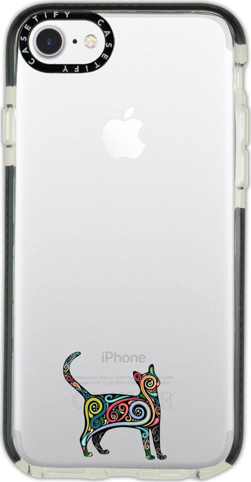 İphone 6 Casetify Mandala Cat Desenli Anti Shock Premium Silikonlu Siyah Kenar Detaylı Telefon Kılıf