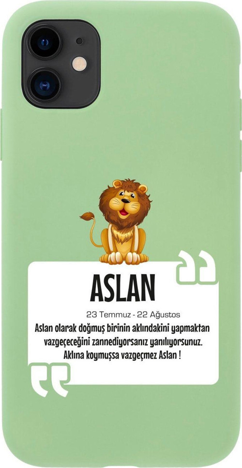 Iphone 11 Aslan Burcu Tasarımlı Yeşil Telefon Kılıfı