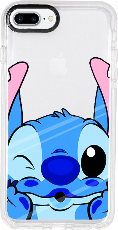 İphone 8 Plus Stitch Desenli Candy Bumper Silikonlu Telefon Kılıfı