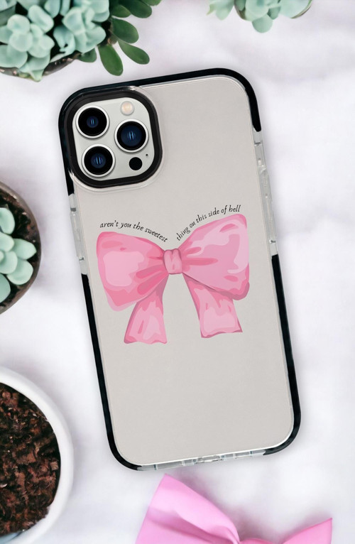 İphone 15 Pro Uyumlu Pembe Kurdele Candy Bumper Silikonlu Telefon Kılıfı