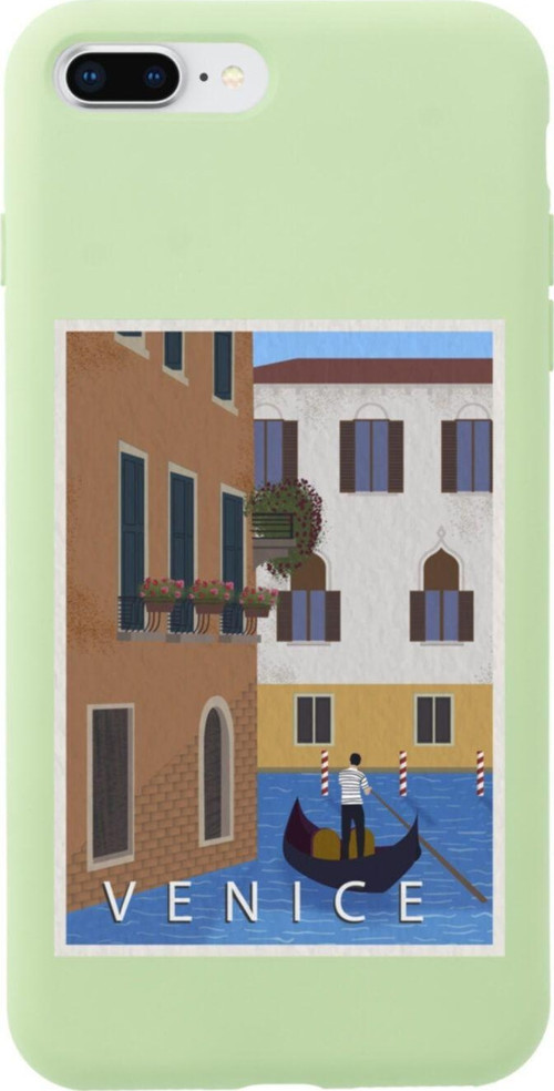 İphone 8 Plus Venice Gondola Tasarımlı Yeşil Telefon Kılıfı