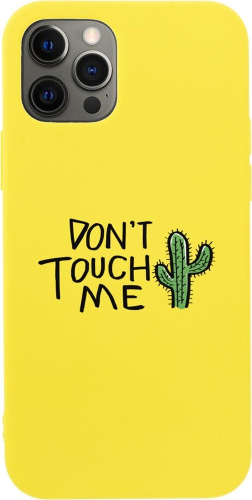 Iphone 12 Pro Don'T Touch Me Tasarımlı Sarı Telefon Kılıfı