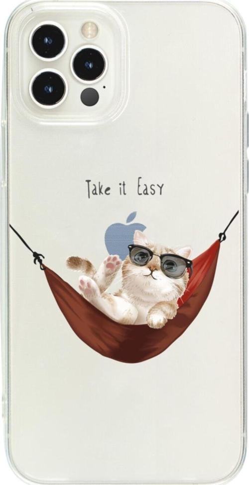 Iphone 12 Pro Take It Easy Tasarımlı Şeffaf Telefon Kılıfı