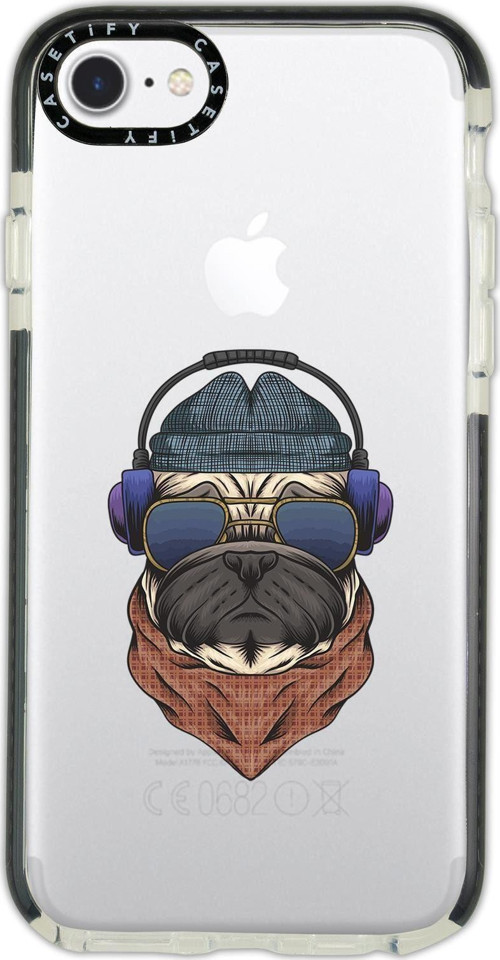 İphone 6 Casetify Pug Desenli Anti Shock Premium Silikonlu Siyah Kenar Detaylı Telefon Kılıfı
