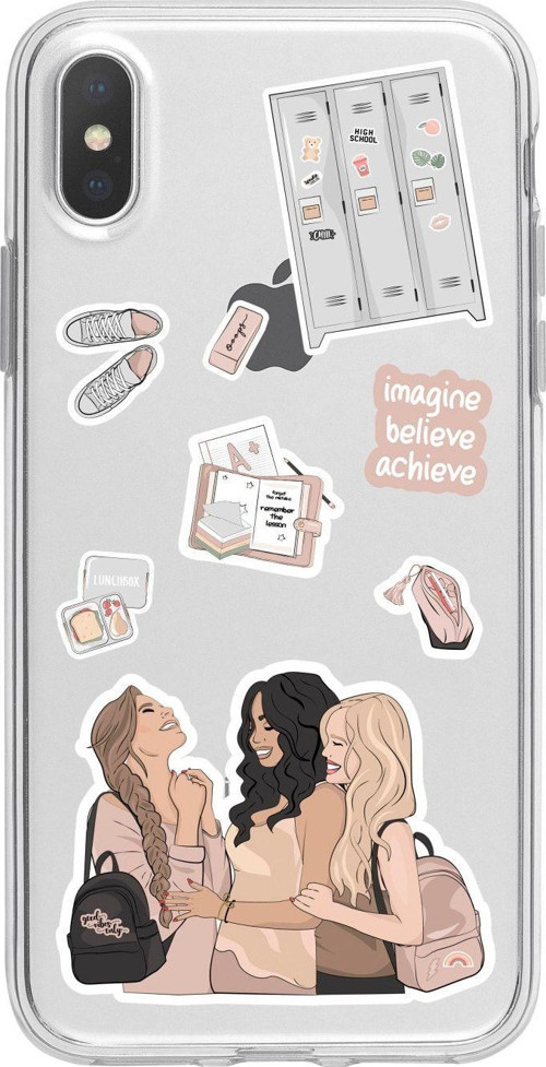 İphone X Best Sisters Desenli Şeffaf Telefon Kılıfı