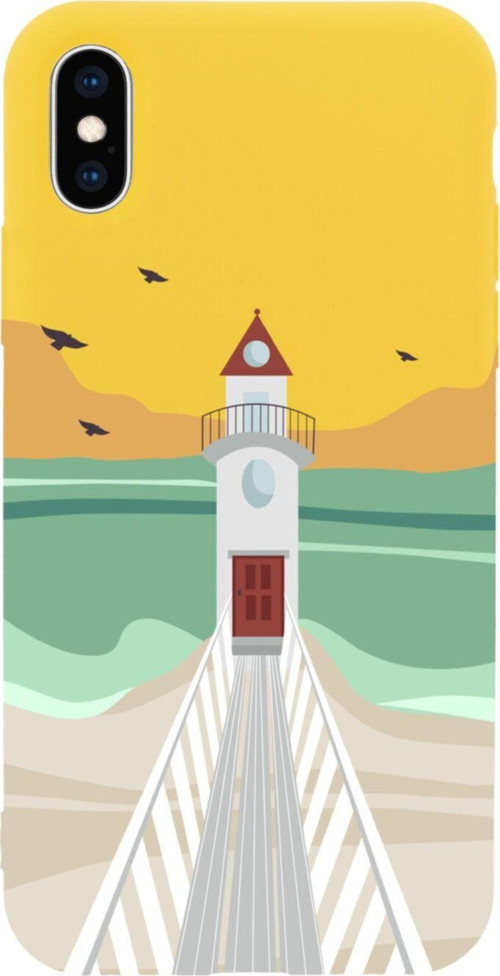 İphone Xs Lighthouse Tasarımlı Sarı Telefon Kılıfı