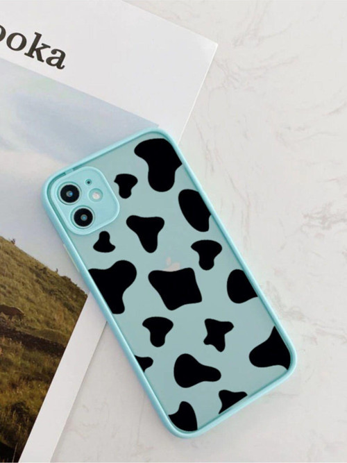 Iphone 11 Uyumlu Su Yeşili Kamera Lens Korumalı Inek Desenli Lüx Telefon Kılıfı