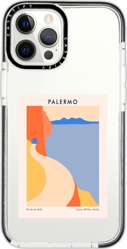 Iphone 12 Pro Casetify Palermo Desenli Anti Shock Premium Silikonlu Siyah Kenar Detaylı Telefon Kılı