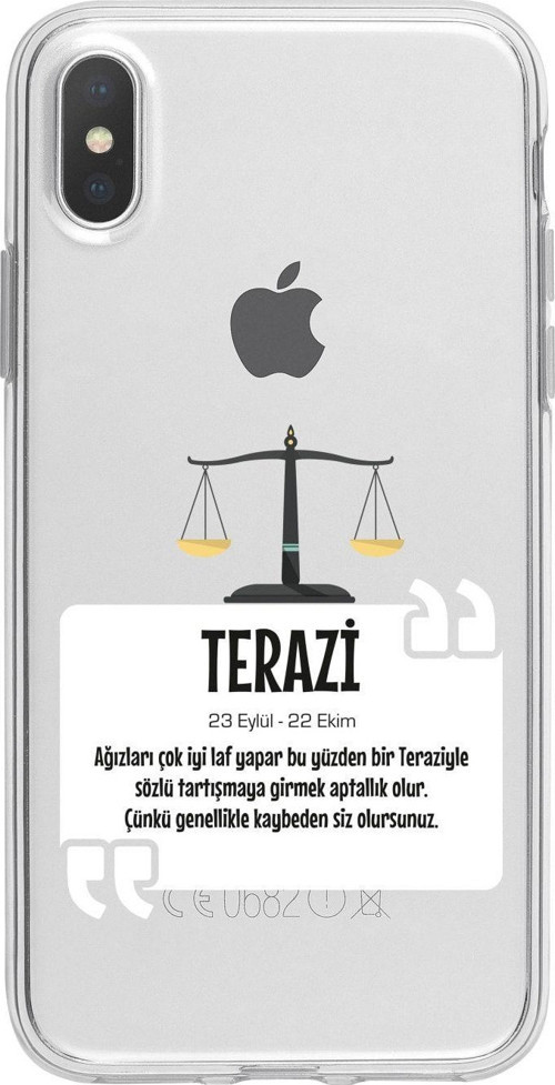 İphone Xs Terazi Burcu Desenli Şeffaf Telefon Kılıfı