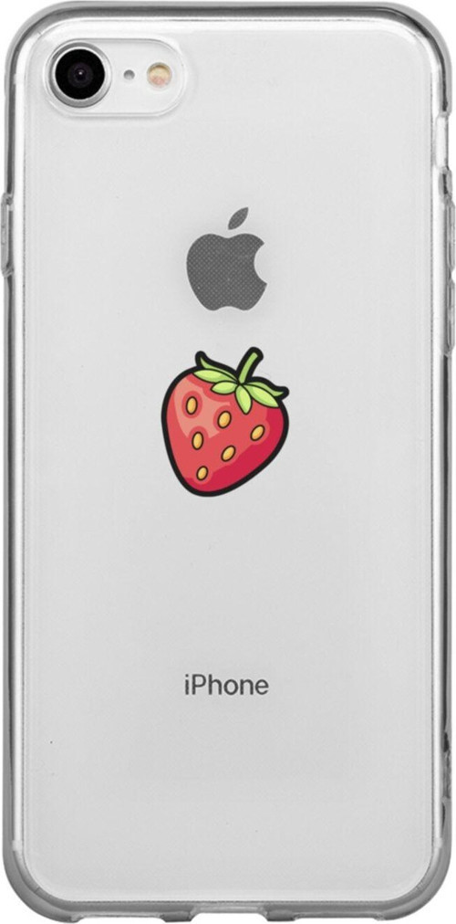 İphone Se Çilek Desenli Şeffaf Telefon Kılıfı