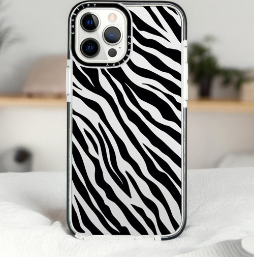 İphone 14 Pro Zebra Pattern Casetify Darbe Emci Silikonlu Telefon Kılıfı