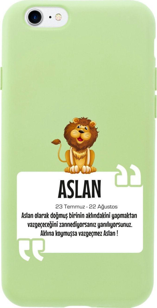 İphone 8 Aslan Burcu Tasarımlı Yeşil Telefon Kılıfı