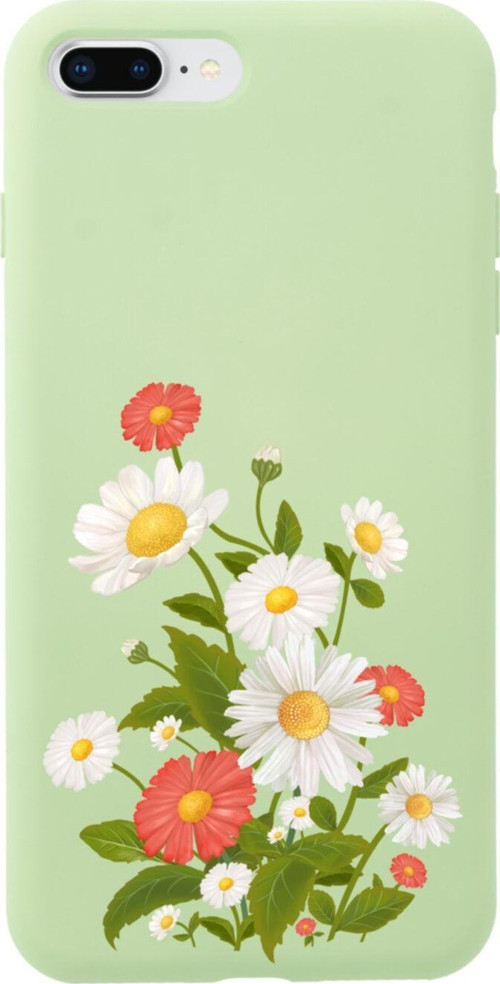 İphone 7 Plus Daisy Tasarımlı Yeşil Telefon Kılıfı